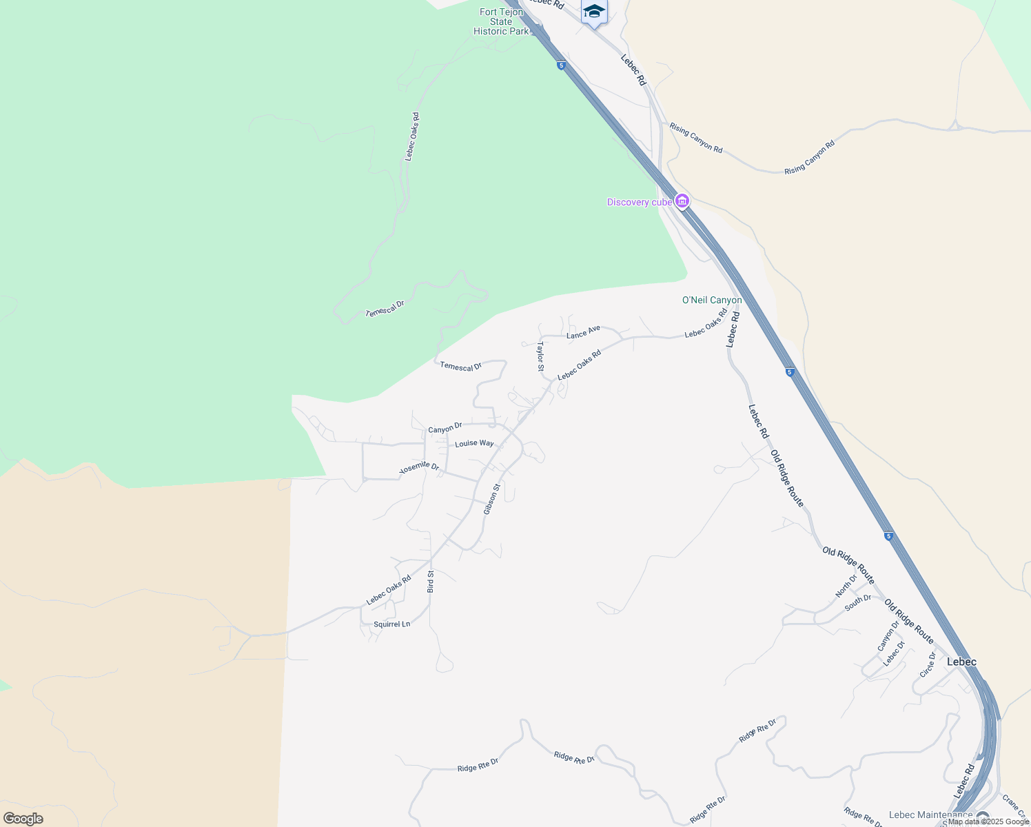 map of restaurants, bars, coffee shops, grocery stores, and more near 2987 Lebec Oaks Road in Lebec