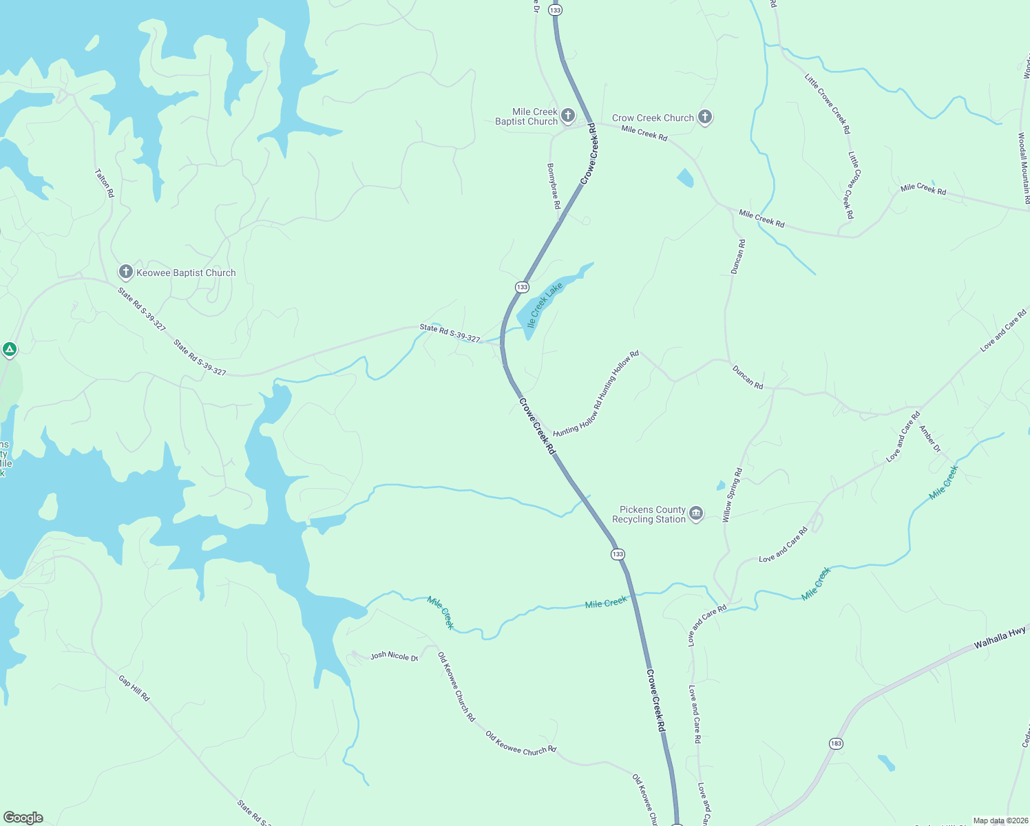 map of restaurants, bars, coffee shops, grocery stores, and more near 605 Crowe Creek Road in Six Mile