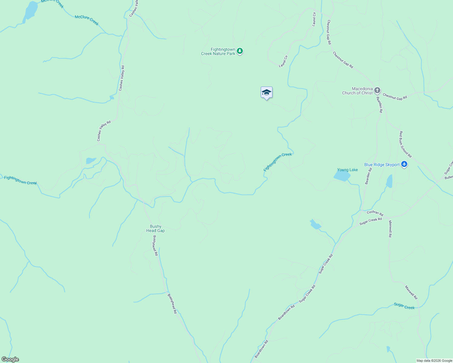map of restaurants, bars, coffee shops, grocery stores, and more near 1752 Cashes Valley Lane in Cherry Log