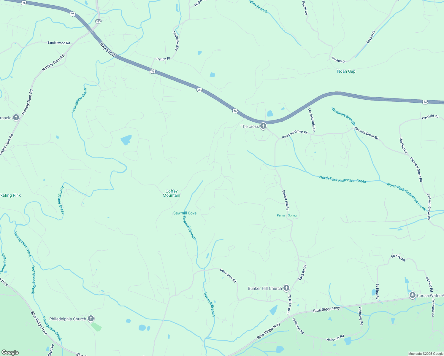 map of restaurants, bars, coffee shops, grocery stores, and more near 162 Barefoot Trail in Blairsville