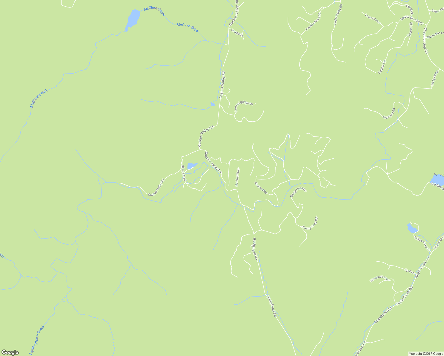 map of restaurants, bars, coffee shops, grocery stores, and more near 1752 Cashes Valley Lane in Cherry Log