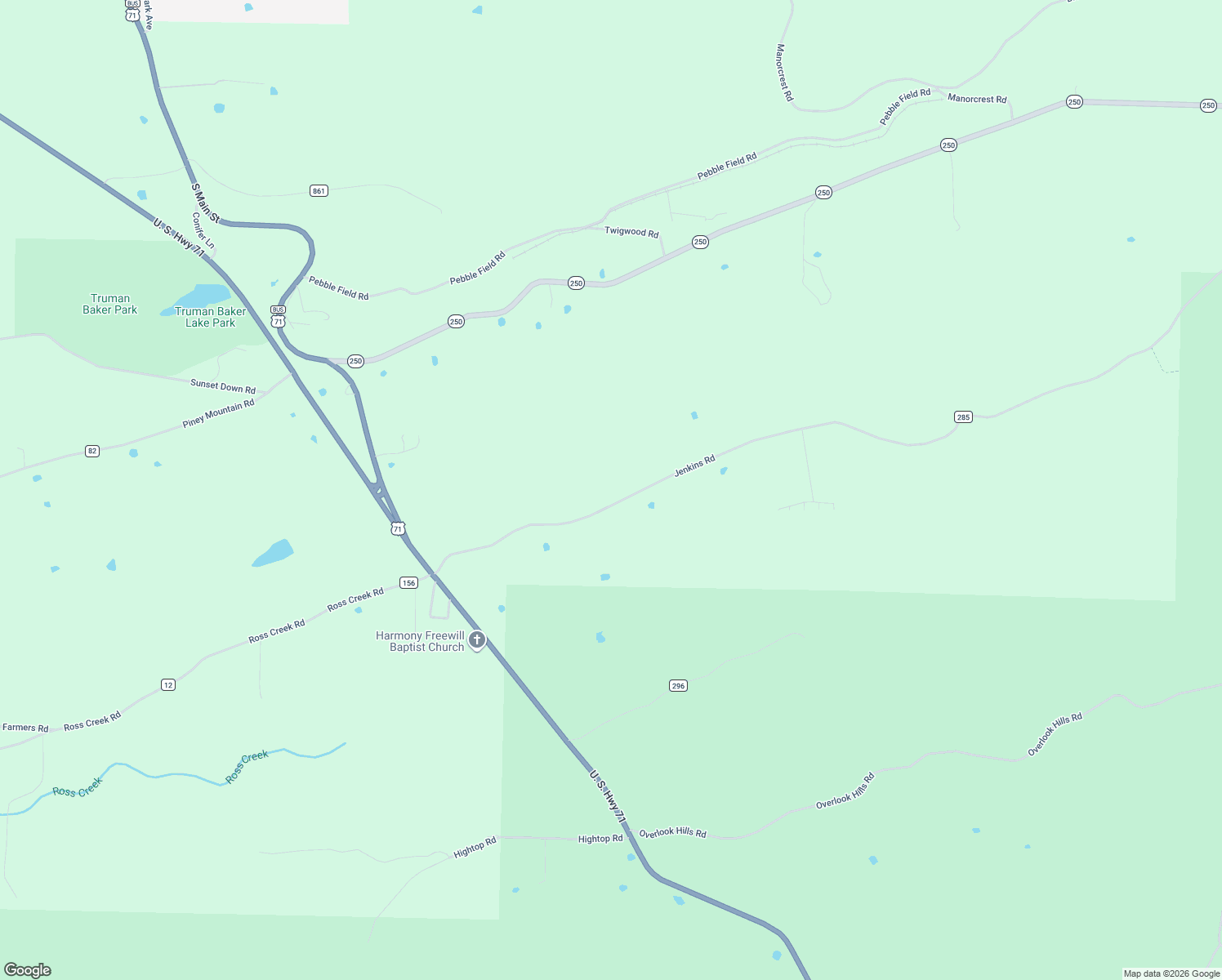 map of restaurants, bars, coffee shops, grocery stores, and more near 2472 Charcoal Road in Waldron