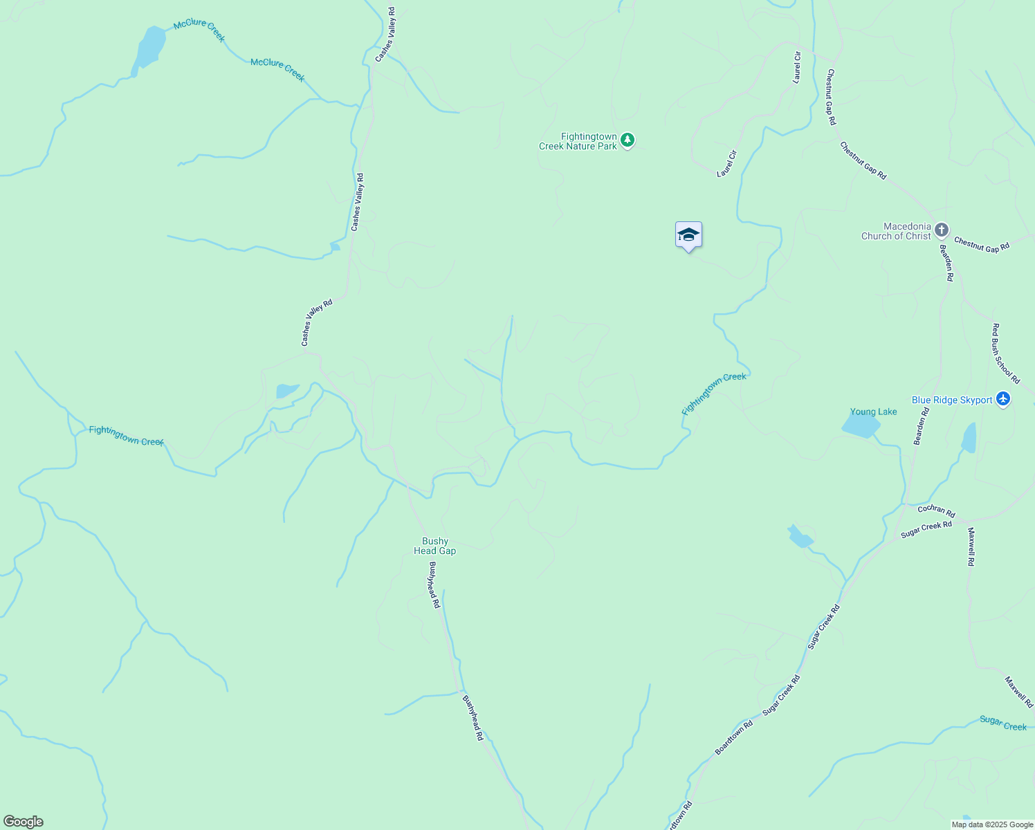 map of restaurants, bars, coffee shops, grocery stores, and more near 1292 Cashes Valley Lane in Cherry Log