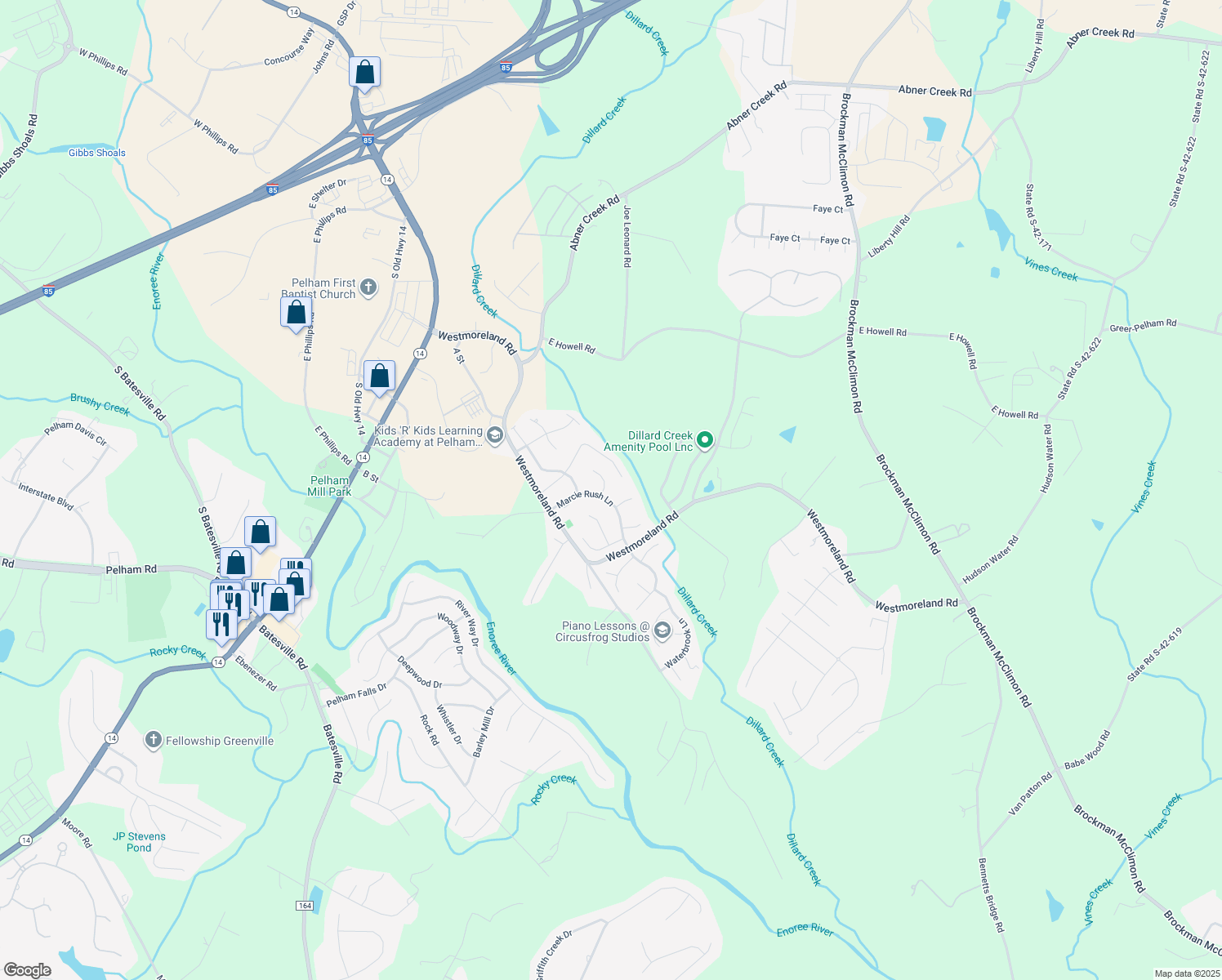 map of restaurants, bars, coffee shops, grocery stores, and more near 700 Dutchman Court in Greer