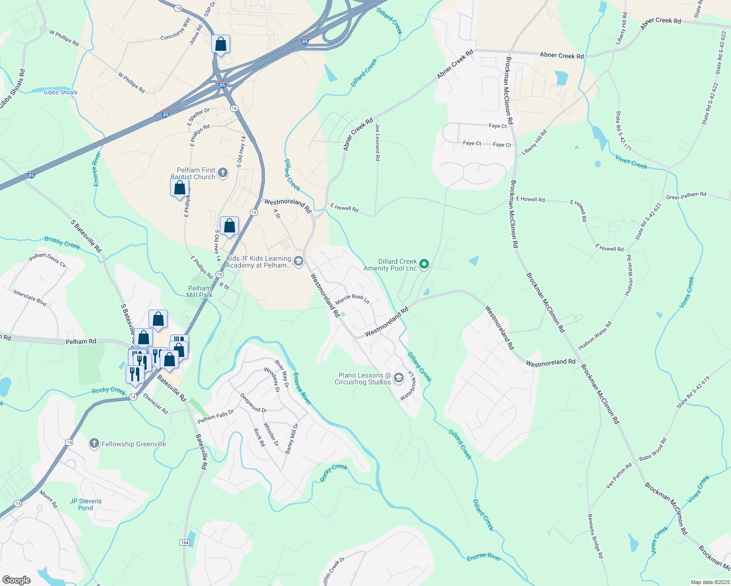map of restaurants, bars, coffee shops, grocery stores, and more near 700 Dutchman Court in Greer