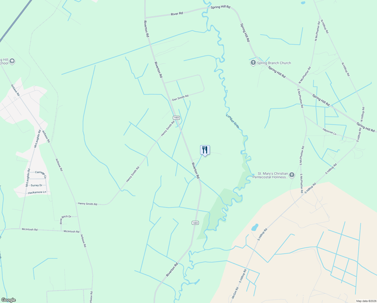 map of restaurants, bars, coffee shops, grocery stores, and more near Riverton Road in Wagram