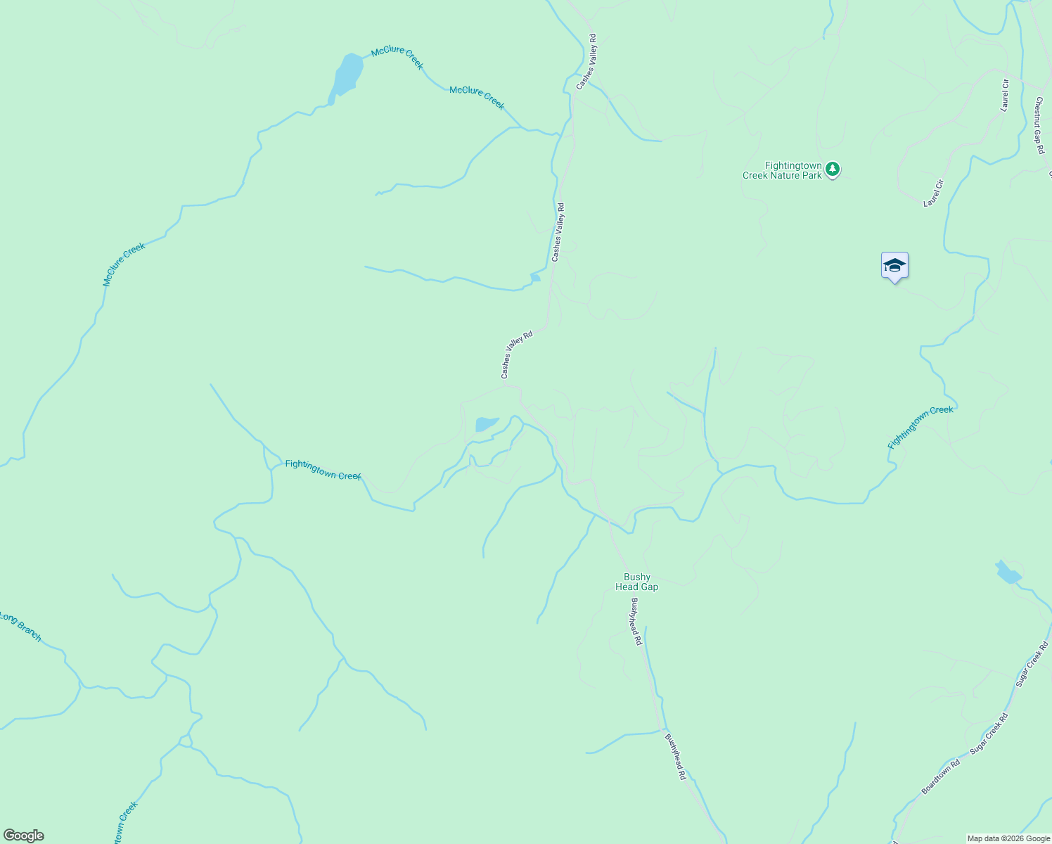 map of restaurants, bars, coffee shops, grocery stores, and more near 235 Rockhouse Road in Cherry Log