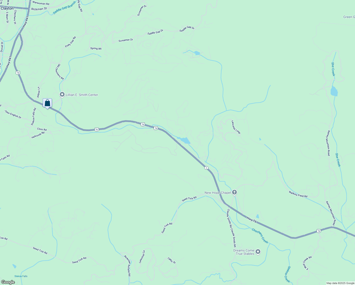 map of restaurants, bars, coffee shops, grocery stores, and more near 0 King Mountain Drive in Clayton