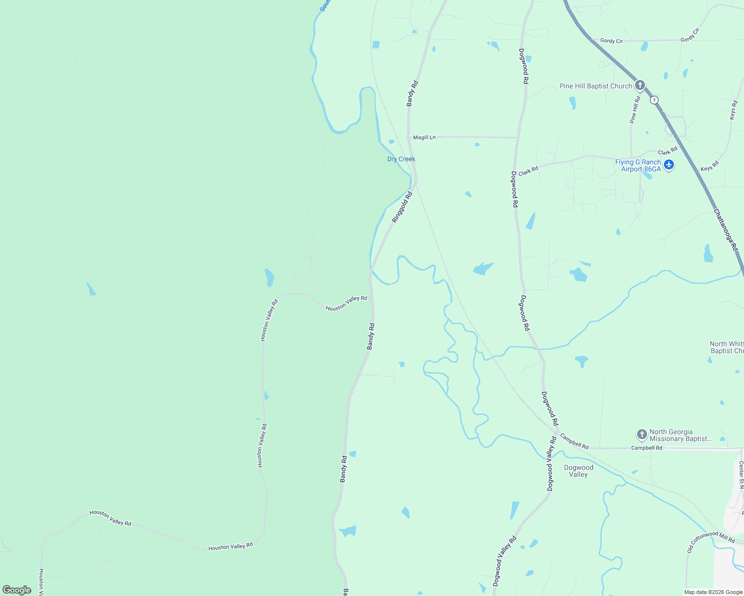 map of restaurants, bars, coffee shops, grocery stores, and more near 28 Houston Valley Road in Ringgold