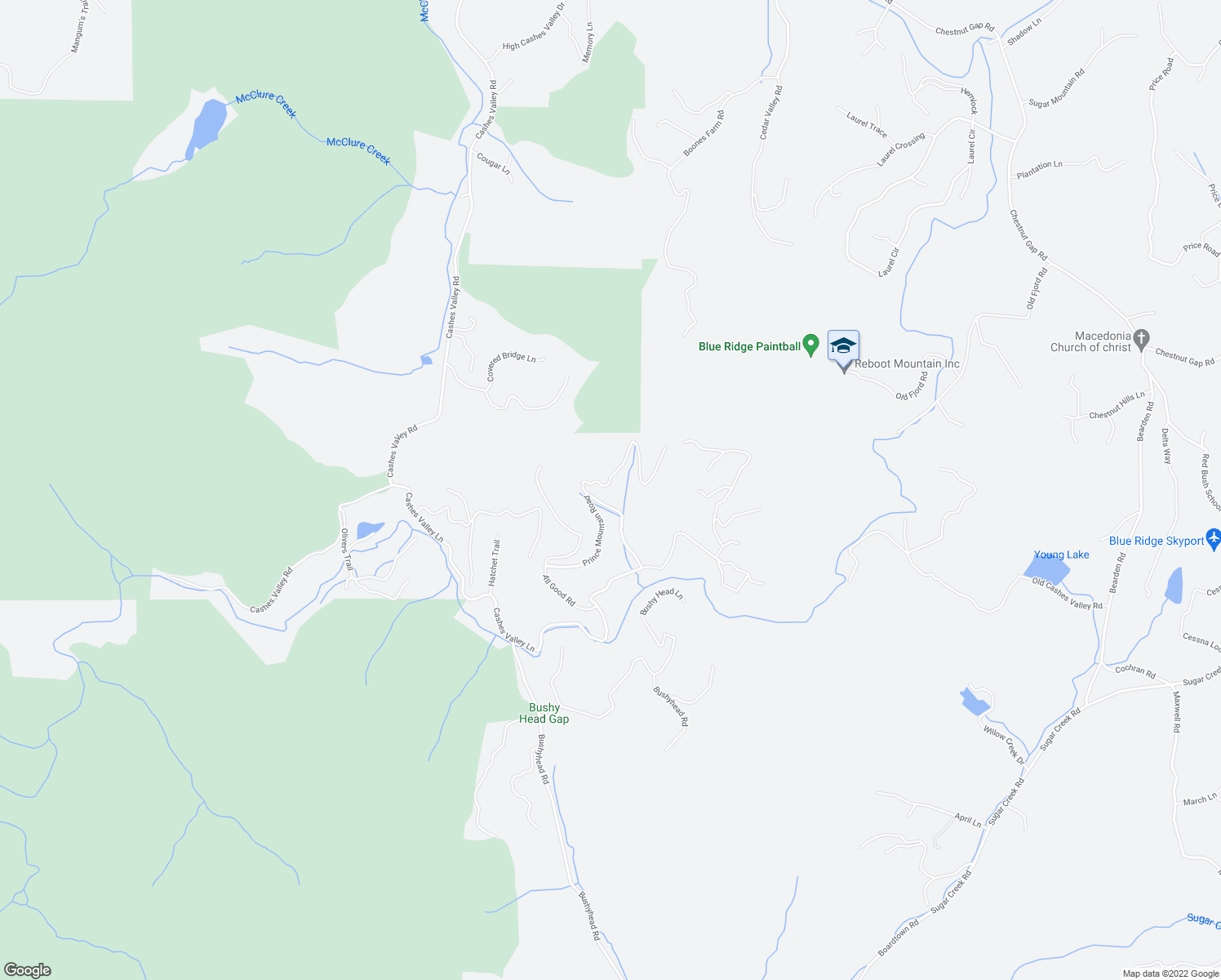 map of restaurants, bars, coffee shops, grocery stores, and more near 476 Prince Mountain Road in Cherry Log