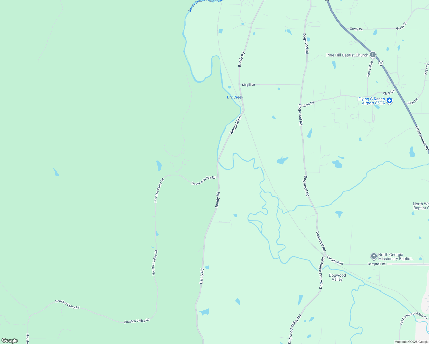map of restaurants, bars, coffee shops, grocery stores, and more near 28 Houston Valley Road in Ringgold