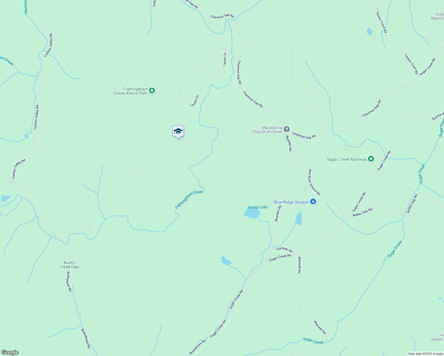 map of restaurants, bars, coffee shops, grocery stores, and more near 344 Cascade Lane in Blue Ridge