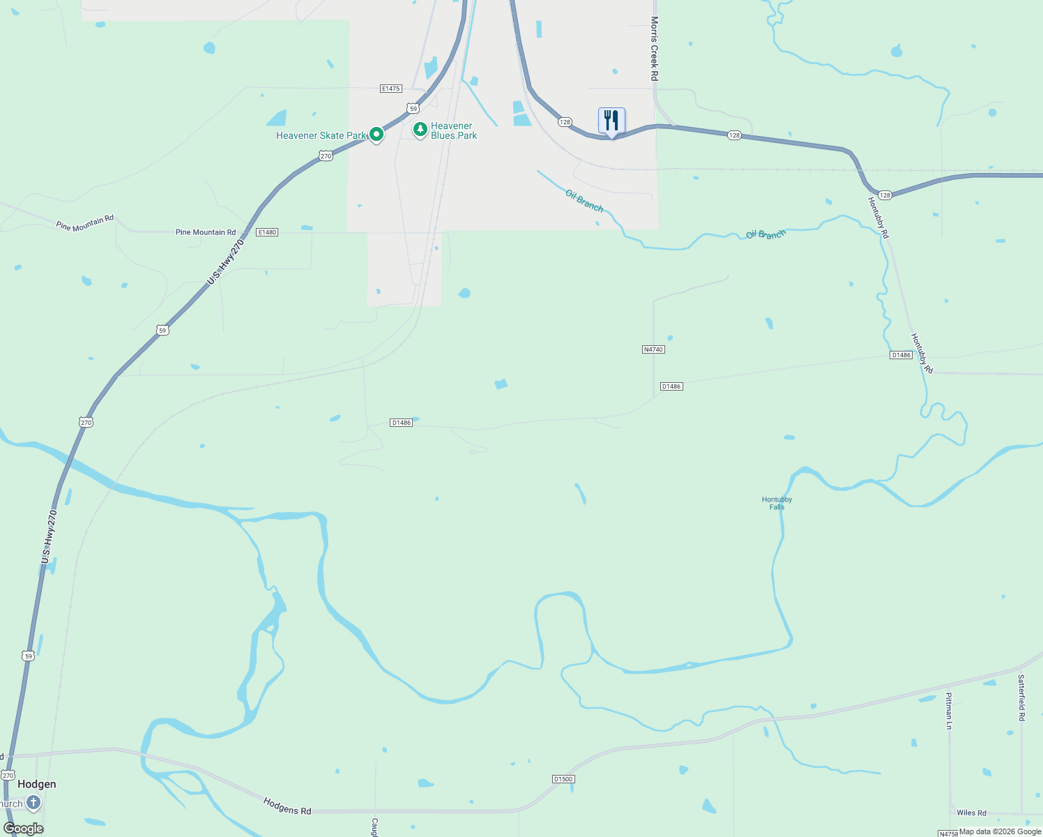 map of restaurants, bars, coffee shops, grocery stores, and more near 19368 Stand Pipe Road in Heavener