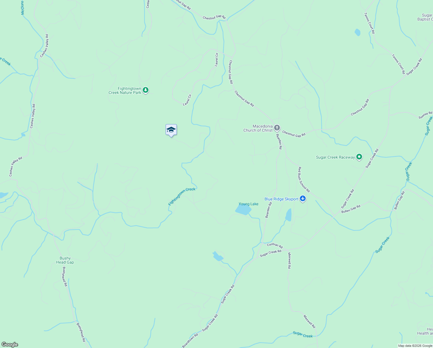 map of restaurants, bars, coffee shops, grocery stores, and more near 344 Cascade Lane in Blue Ridge