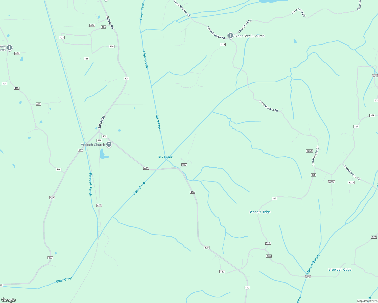 map of restaurants, bars, coffee shops, grocery stores, and more near County Road 323 in Alcorn County