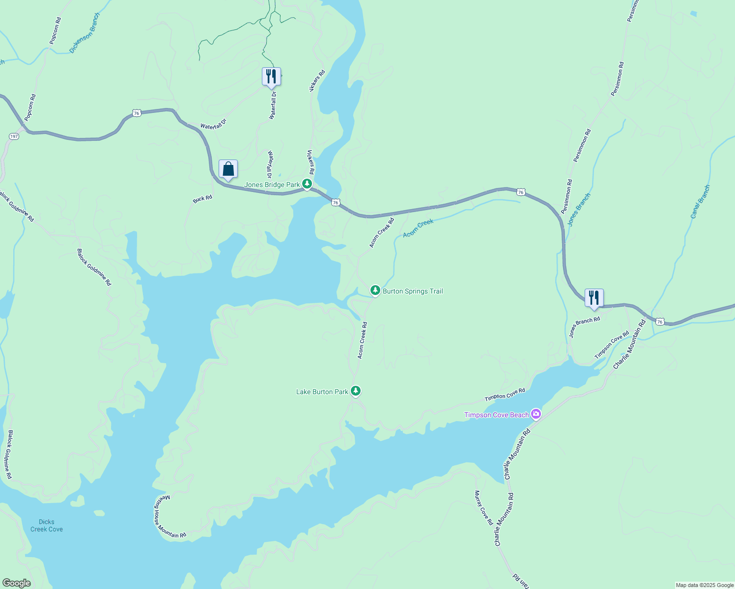 map of restaurants, bars, coffee shops, grocery stores, and more near 492 Acorn Creek Road in Clayton