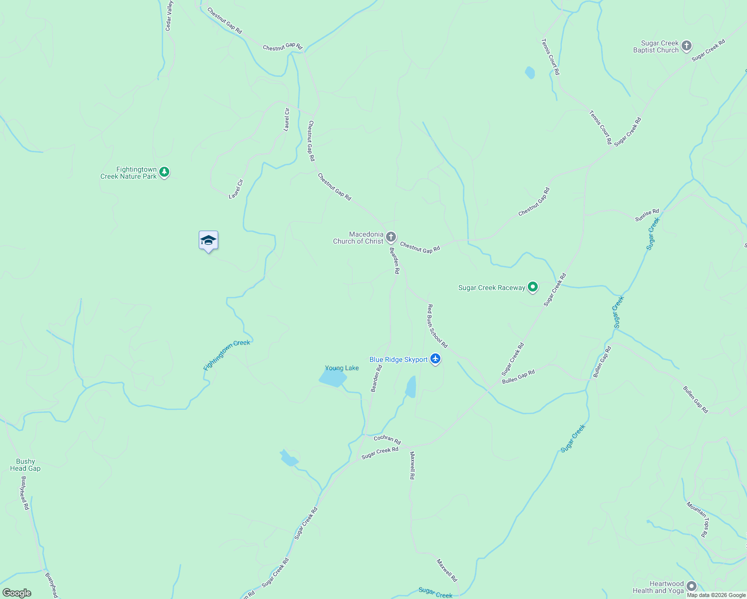 map of restaurants, bars, coffee shops, grocery stores, and more near 109 Chestnut Hills Lane in Blue Ridge