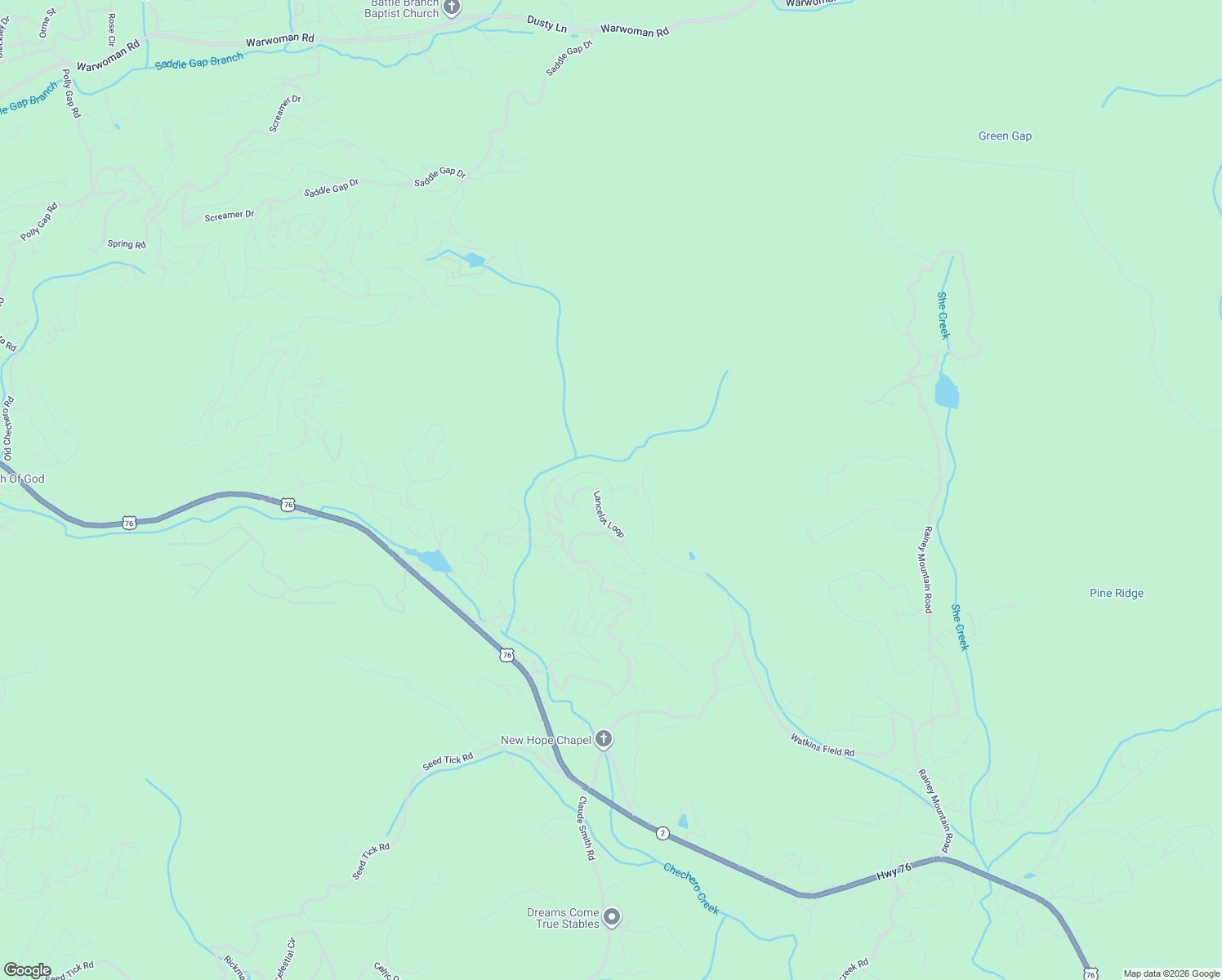 map of restaurants, bars, coffee shops, grocery stores, and more near Timber Creek Dr in Clayton