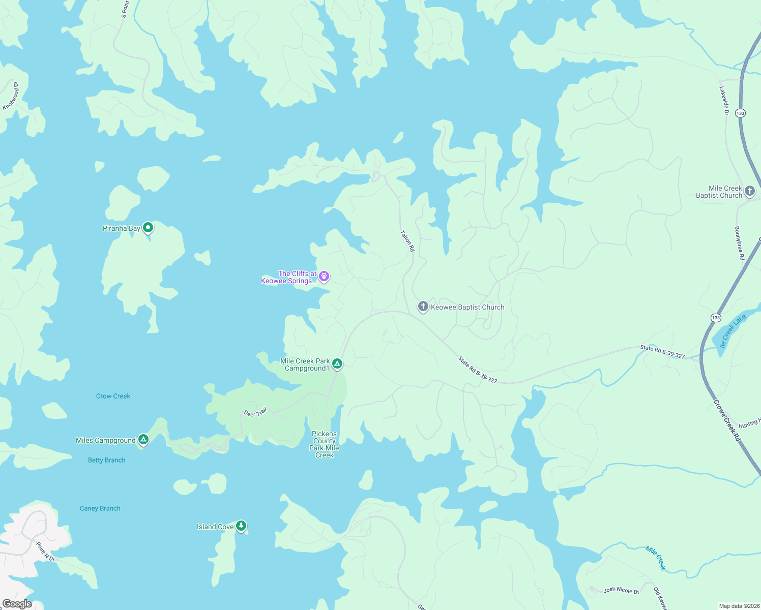 map of restaurants, bars, coffee shops, grocery stores, and more near 107 Button Bush Trail in Six Mile