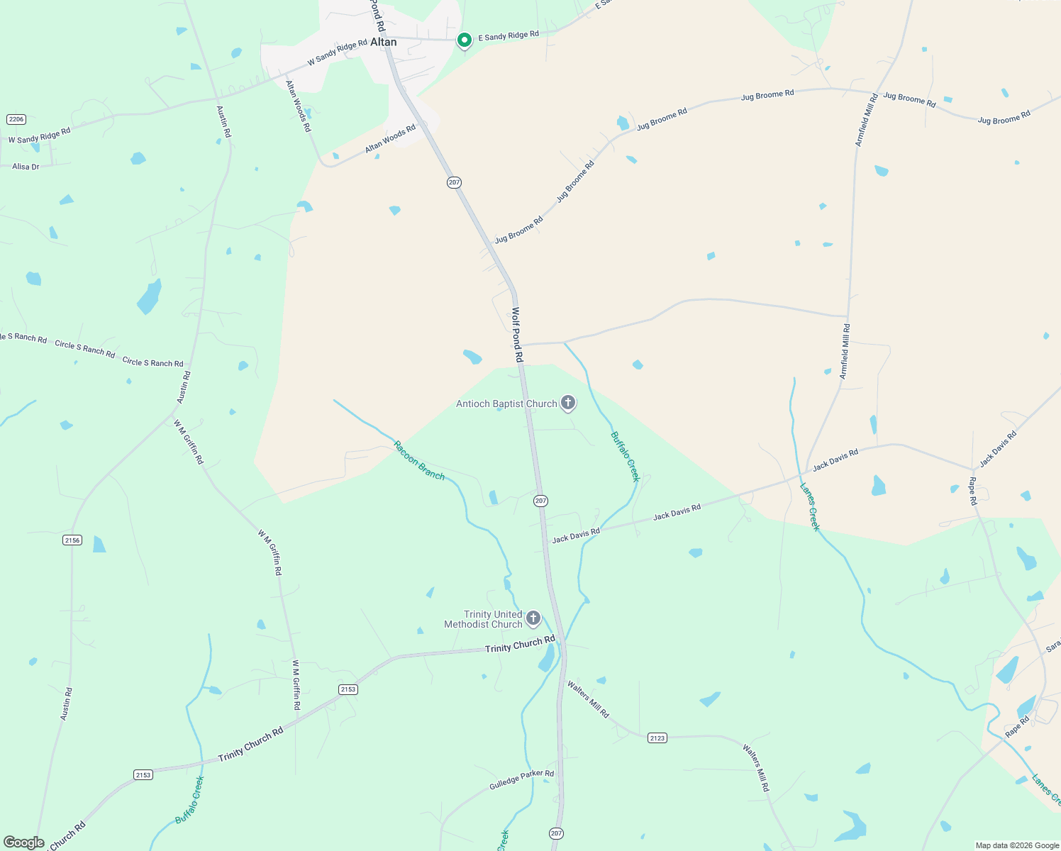 map of restaurants, bars, coffee shops, grocery stores, and more near 5820 Wolf Pond Road in Monroe