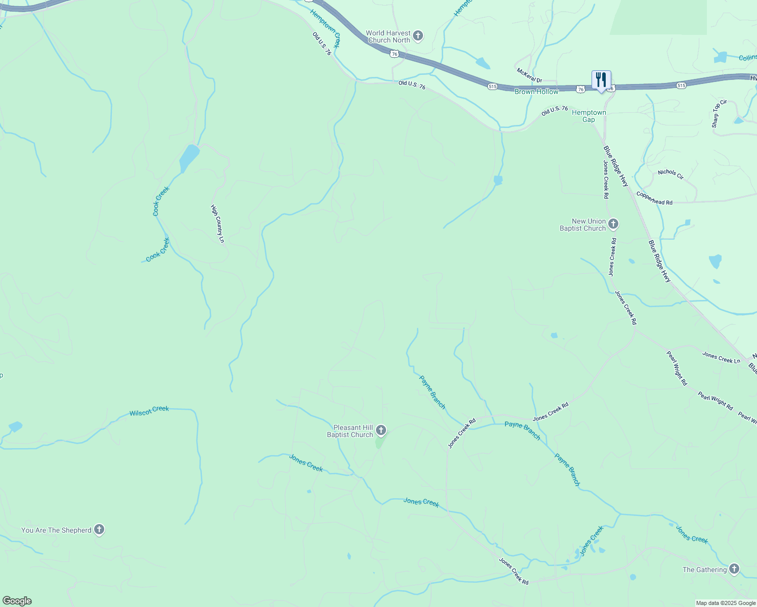 map of restaurants, bars, coffee shops, grocery stores, and more near 620 Clay Drive in Blairsville