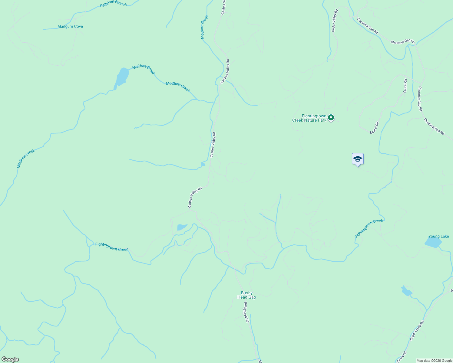 map of restaurants, bars, coffee shops, grocery stores, and more near 94 Heights Overlook in Cherry Log
