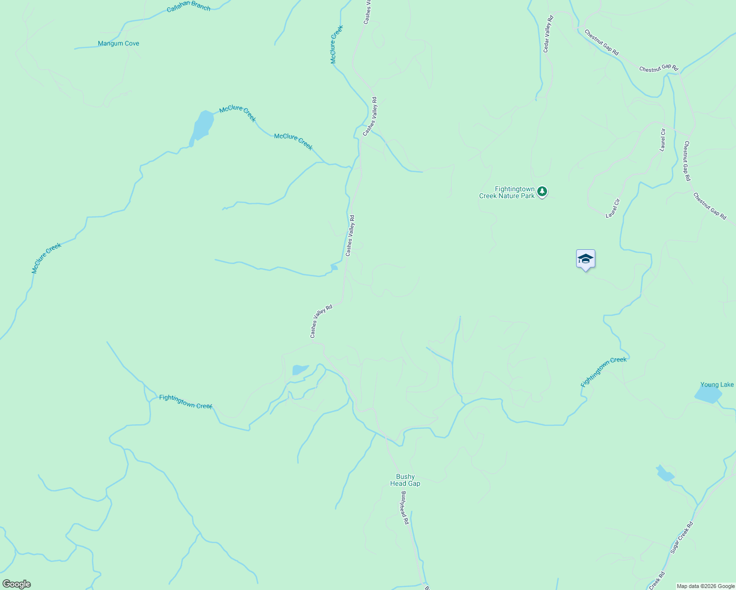 map of restaurants, bars, coffee shops, grocery stores, and more near 94 Heights Overlook in Cherry Log