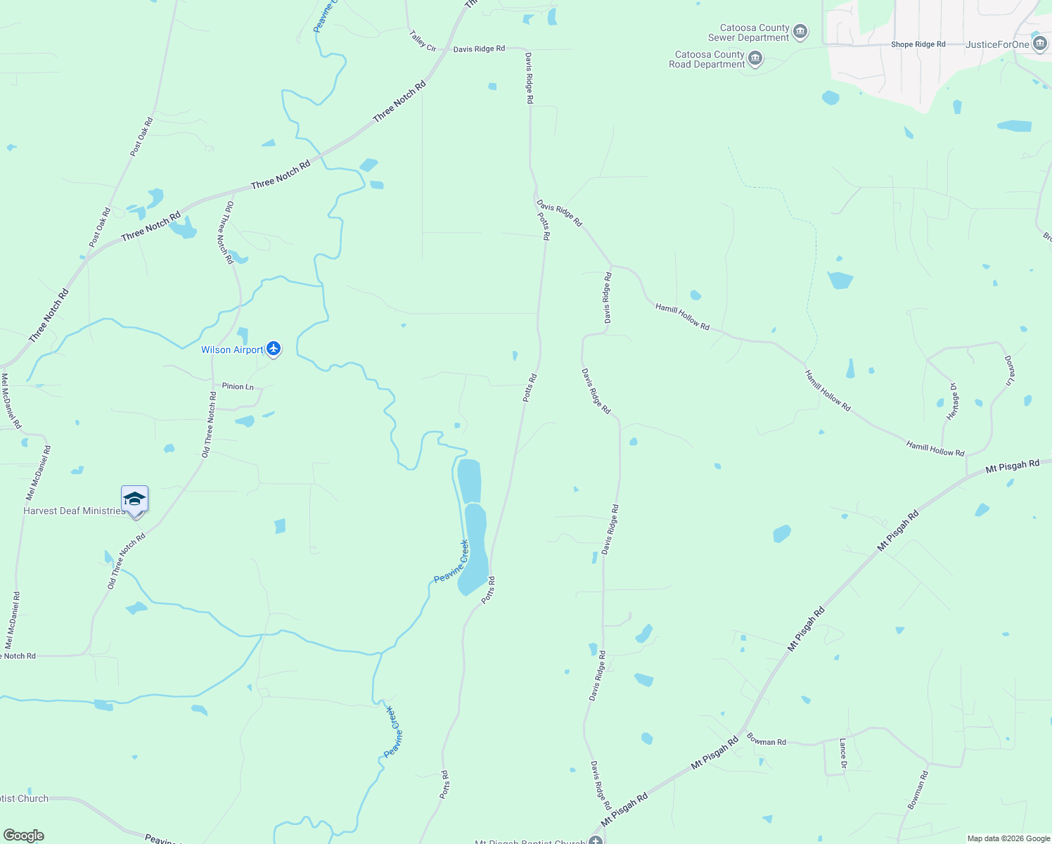map of restaurants, bars, coffee shops, grocery stores, and more near 805 Potts Road in Ringgold