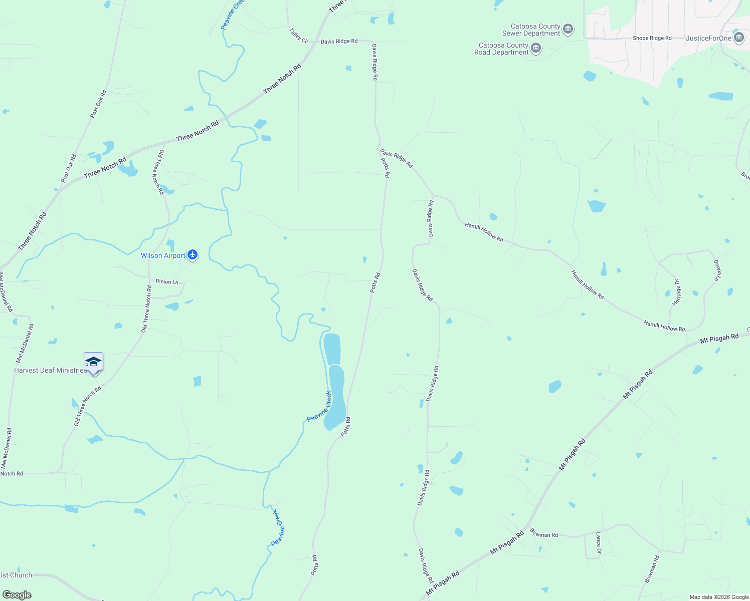 map of restaurants, bars, coffee shops, grocery stores, and more near 805 Potts Road in Ringgold