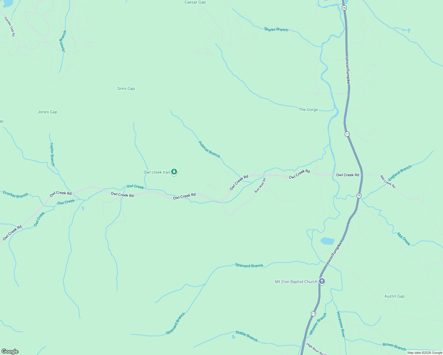 map of restaurants, bars, coffee shops, grocery stores, and more near 1236 Spaniard Point Road in Hiawassee
