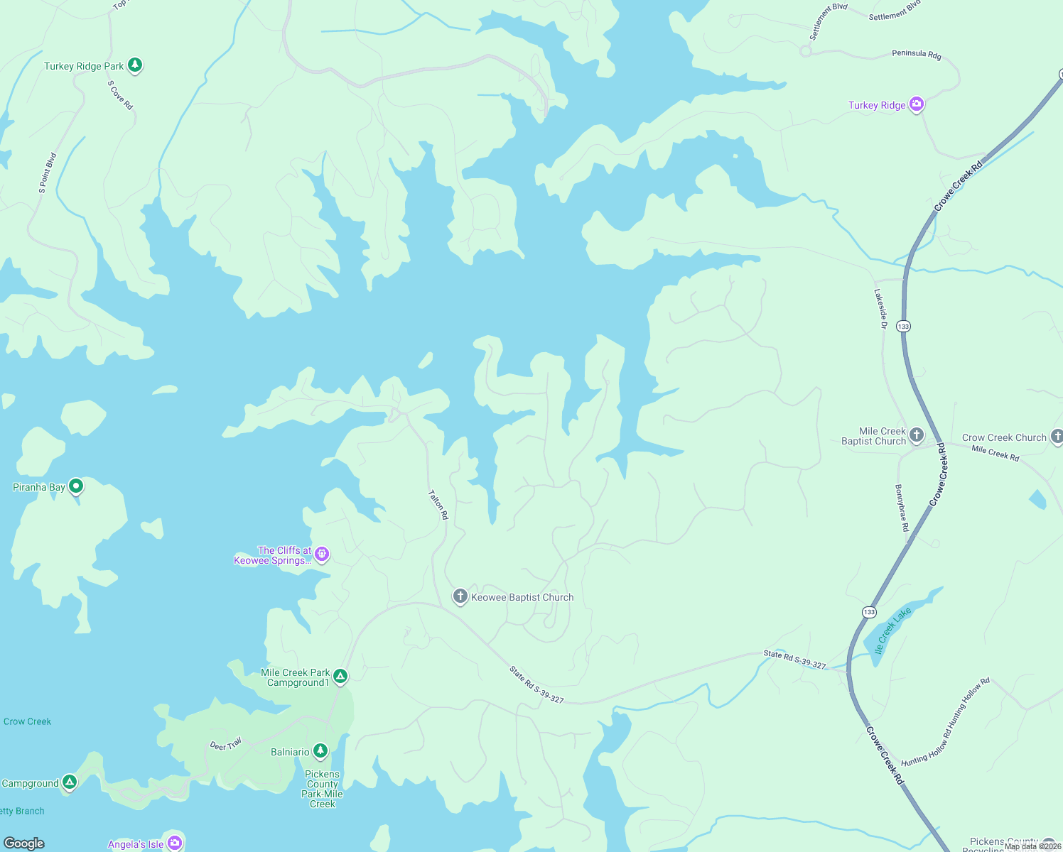 map of restaurants, bars, coffee shops, grocery stores, and more near 102 Rippling Cove Way in Six Mile