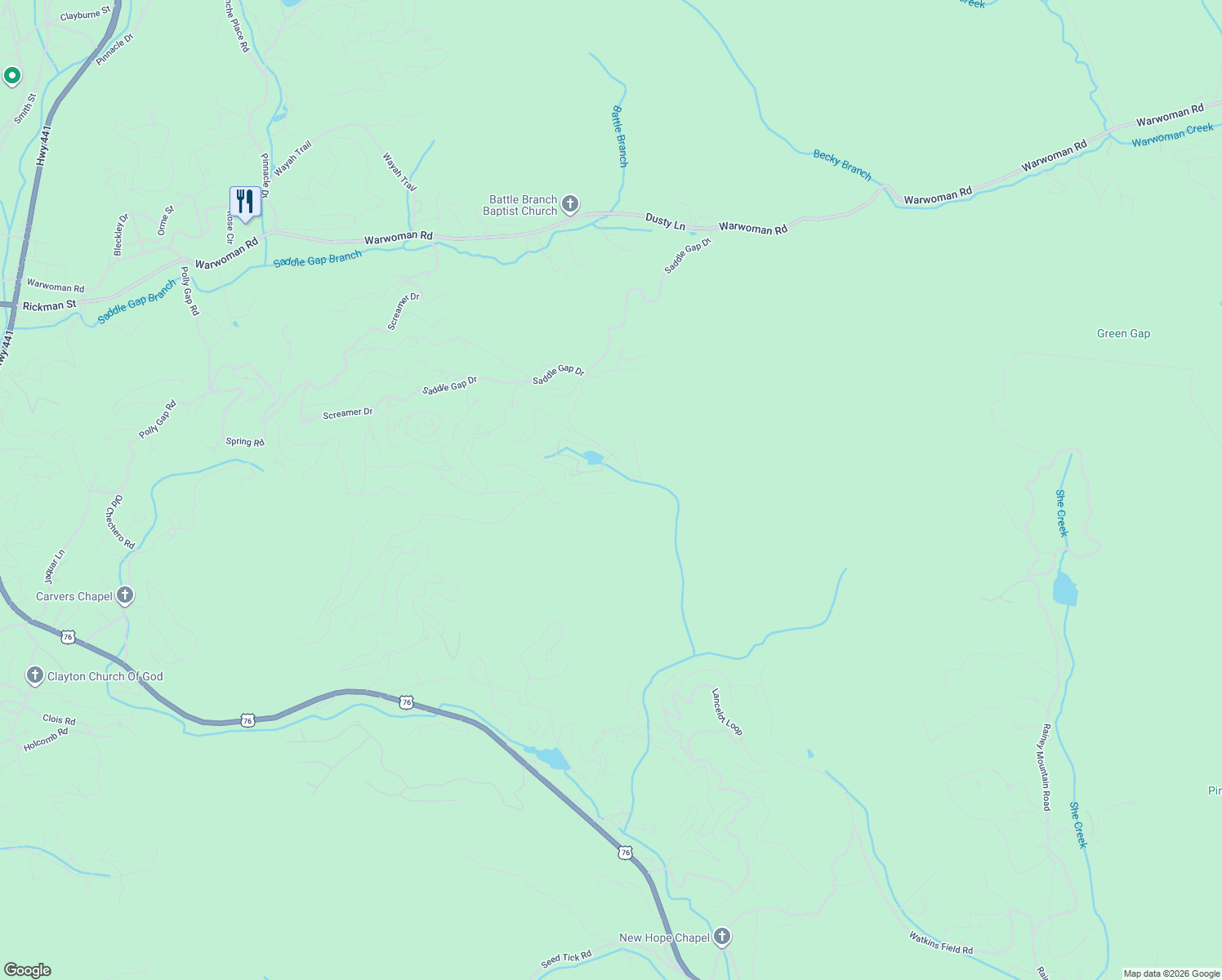 map of restaurants, bars, coffee shops, grocery stores, and more near 515 Wood Sorrel Lane in Clayton