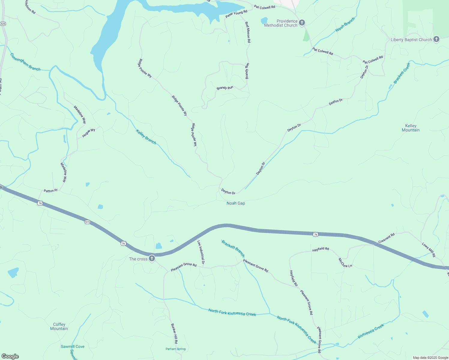 map of restaurants, bars, coffee shops, grocery stores, and more near 32 Mile High Lane in Blairsville