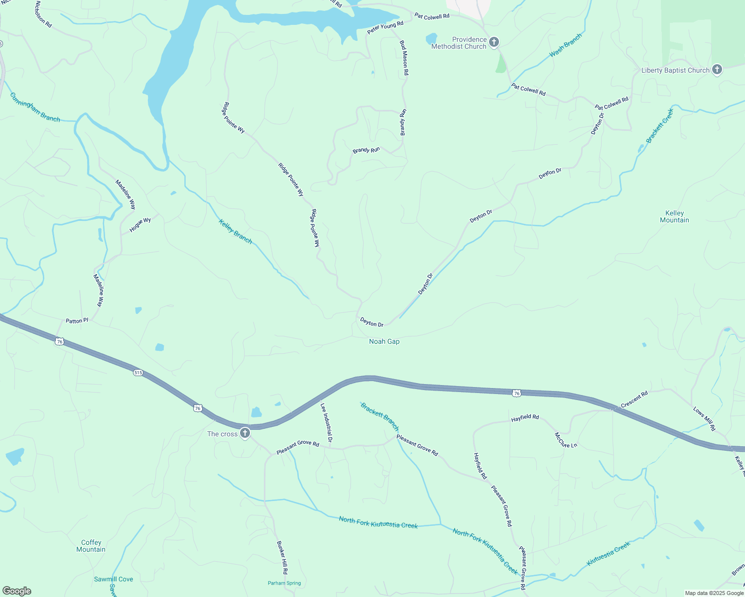 map of restaurants, bars, coffee shops, grocery stores, and more near 32 Mile High Lane in Blairsville