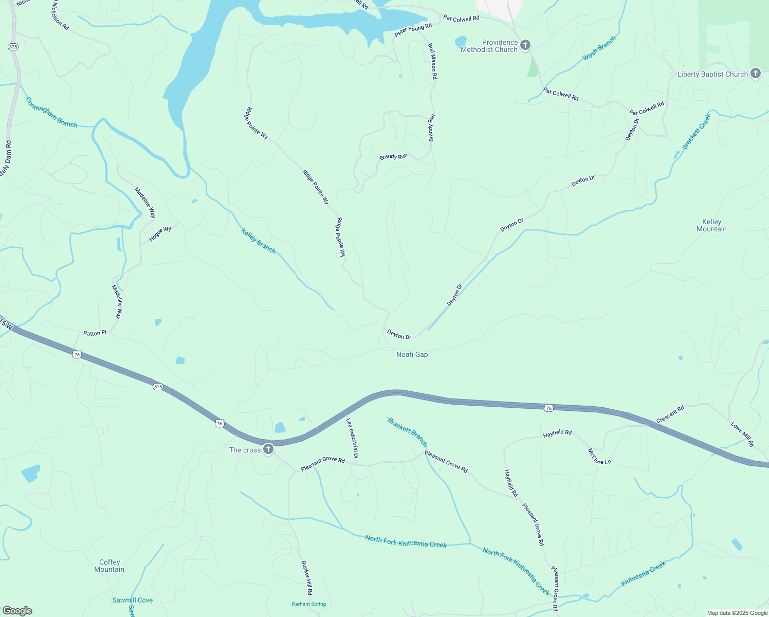 map of restaurants, bars, coffee shops, grocery stores, and more near 230 Ridge Pointe Way in Blairsville