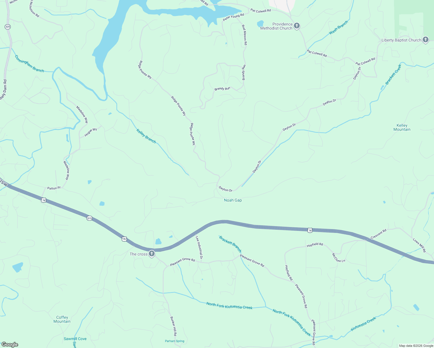 map of restaurants, bars, coffee shops, grocery stores, and more near 24 Mile High Lane in Blairsville