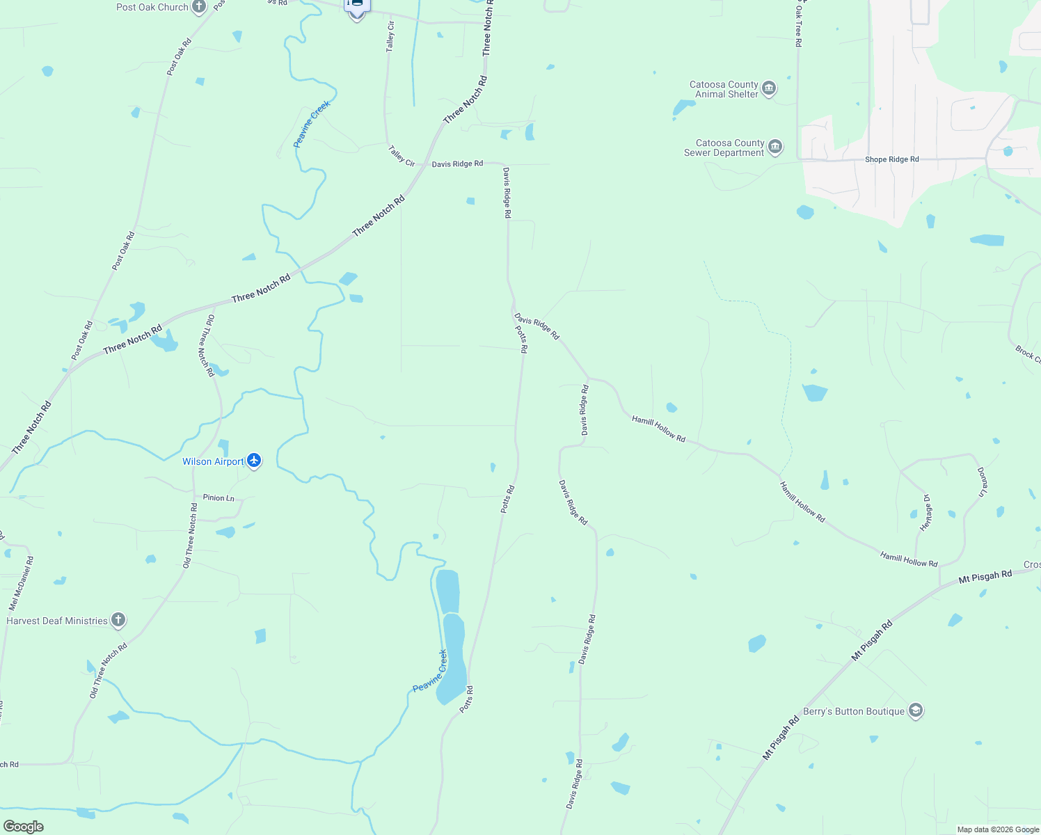 map of restaurants, bars, coffee shops, grocery stores, and more near 382 Potts Road in Ringgold