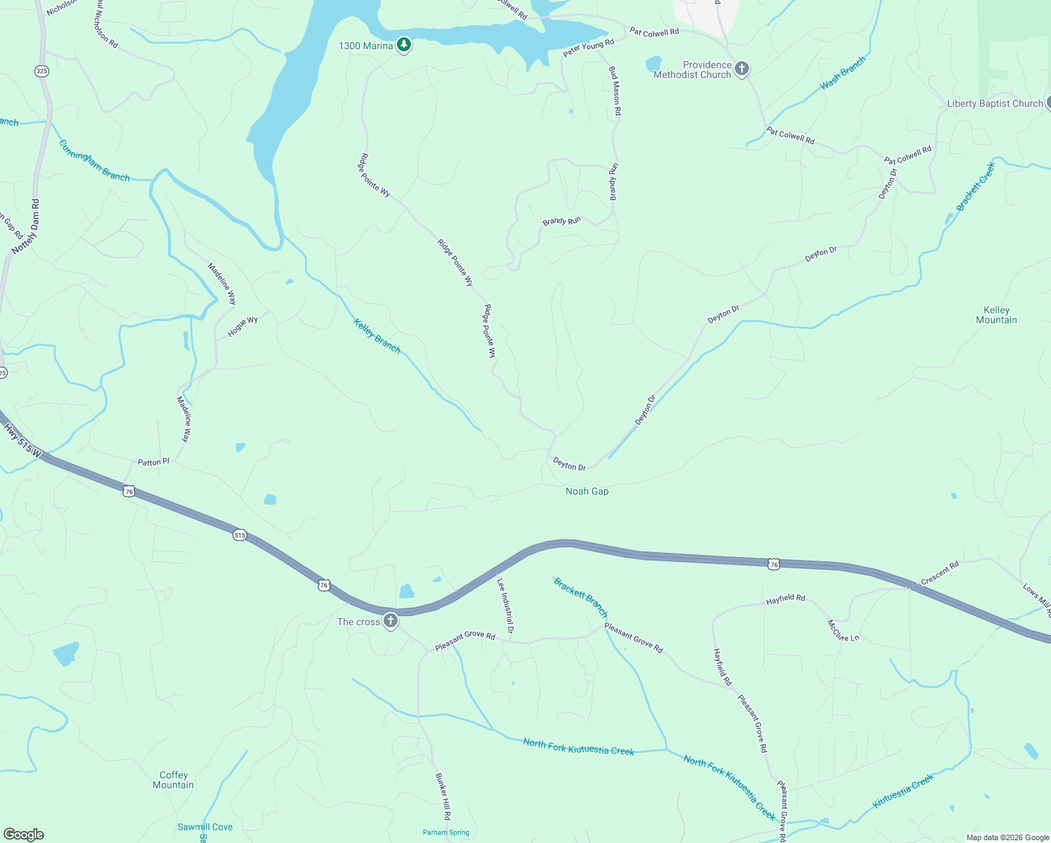 map of restaurants, bars, coffee shops, grocery stores, and more near 321 Ridge Pointe Way in Blairsville