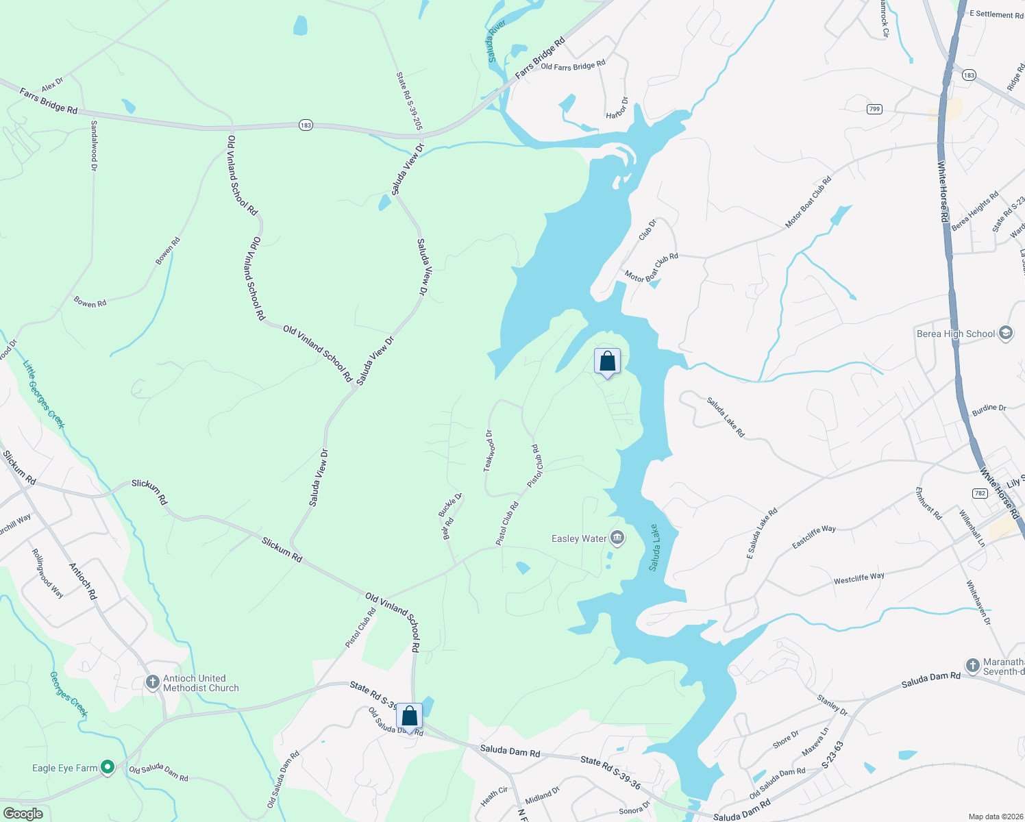 map of restaurants, bars, coffee shops, grocery stores, and more near 340 Teakwood Drive in Easley