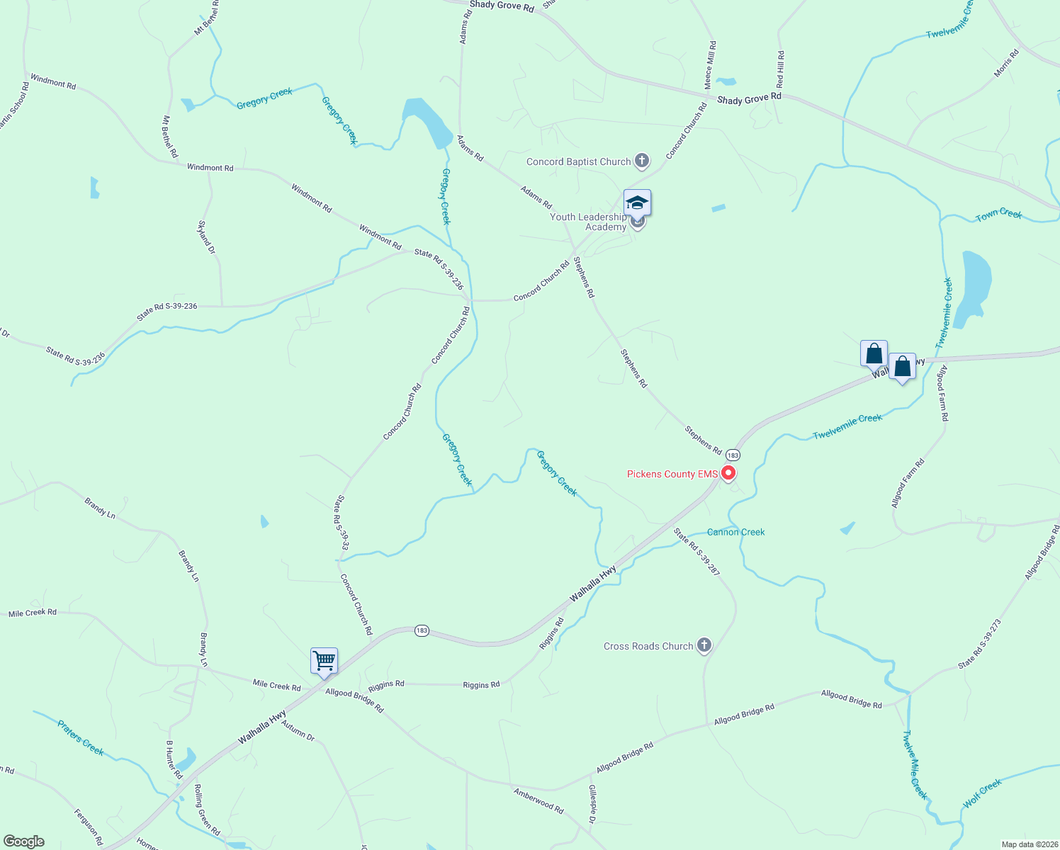 map of restaurants, bars, coffee shops, grocery stores, and more near 546 Concord Church Road in Pickens