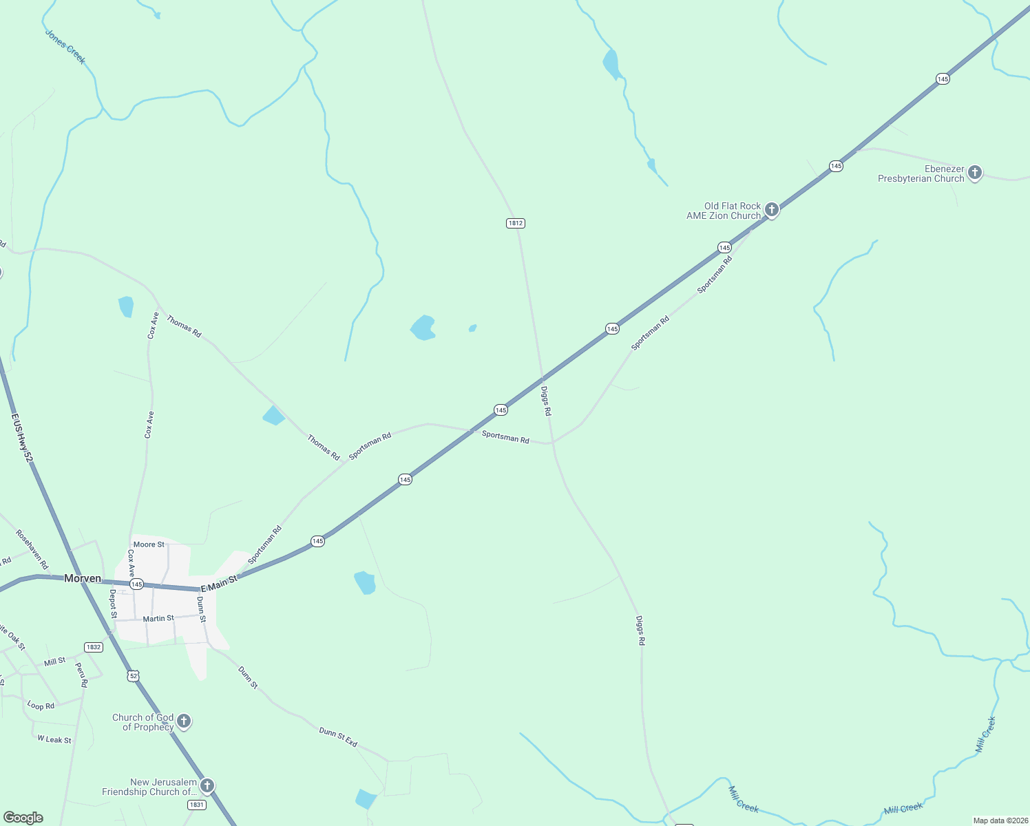 map of restaurants, bars, coffee shops, grocery stores, and more near 7295 North Carolina 145 in Morven