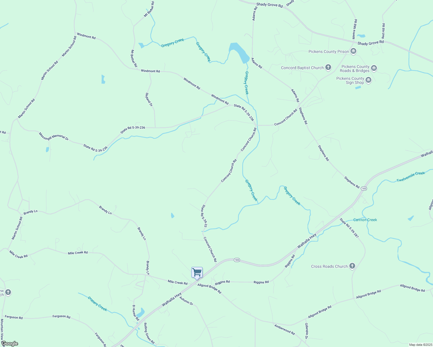 map of restaurants, bars, coffee shops, grocery stores, and more near 317 Concord Church Road in Pickens