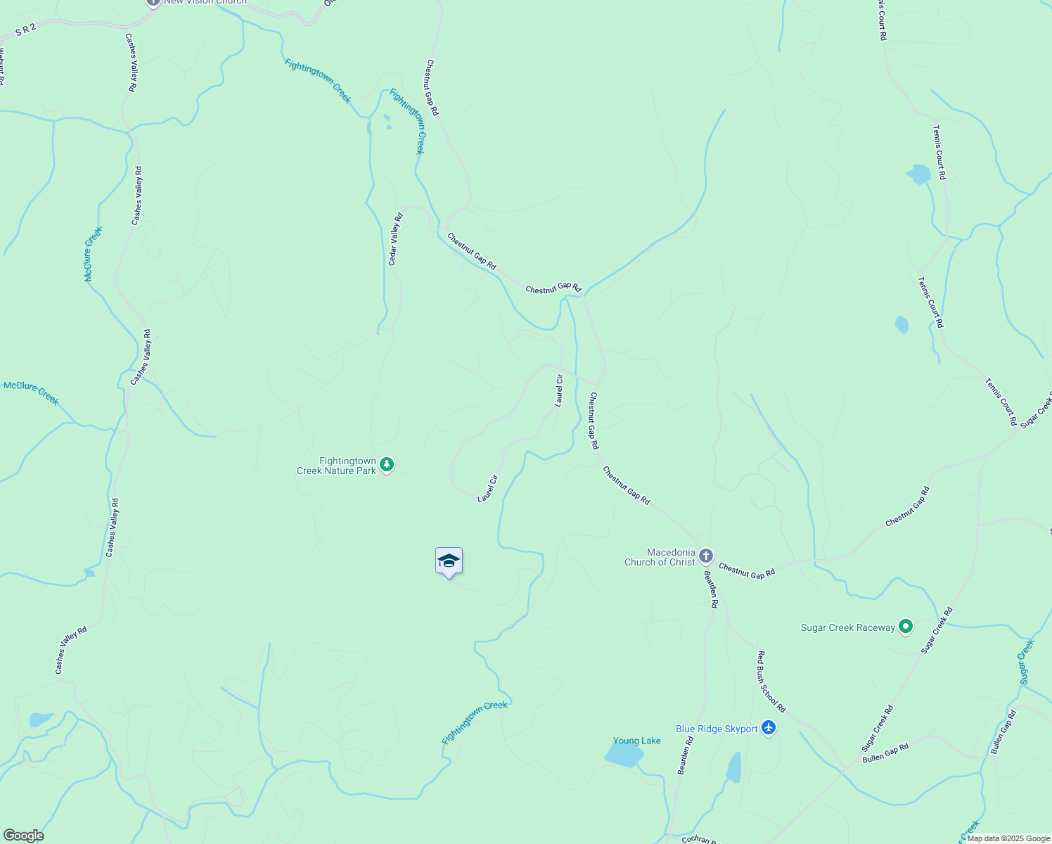 map of restaurants, bars, coffee shops, grocery stores, and more near 53 Fox Run in Blue Ridge