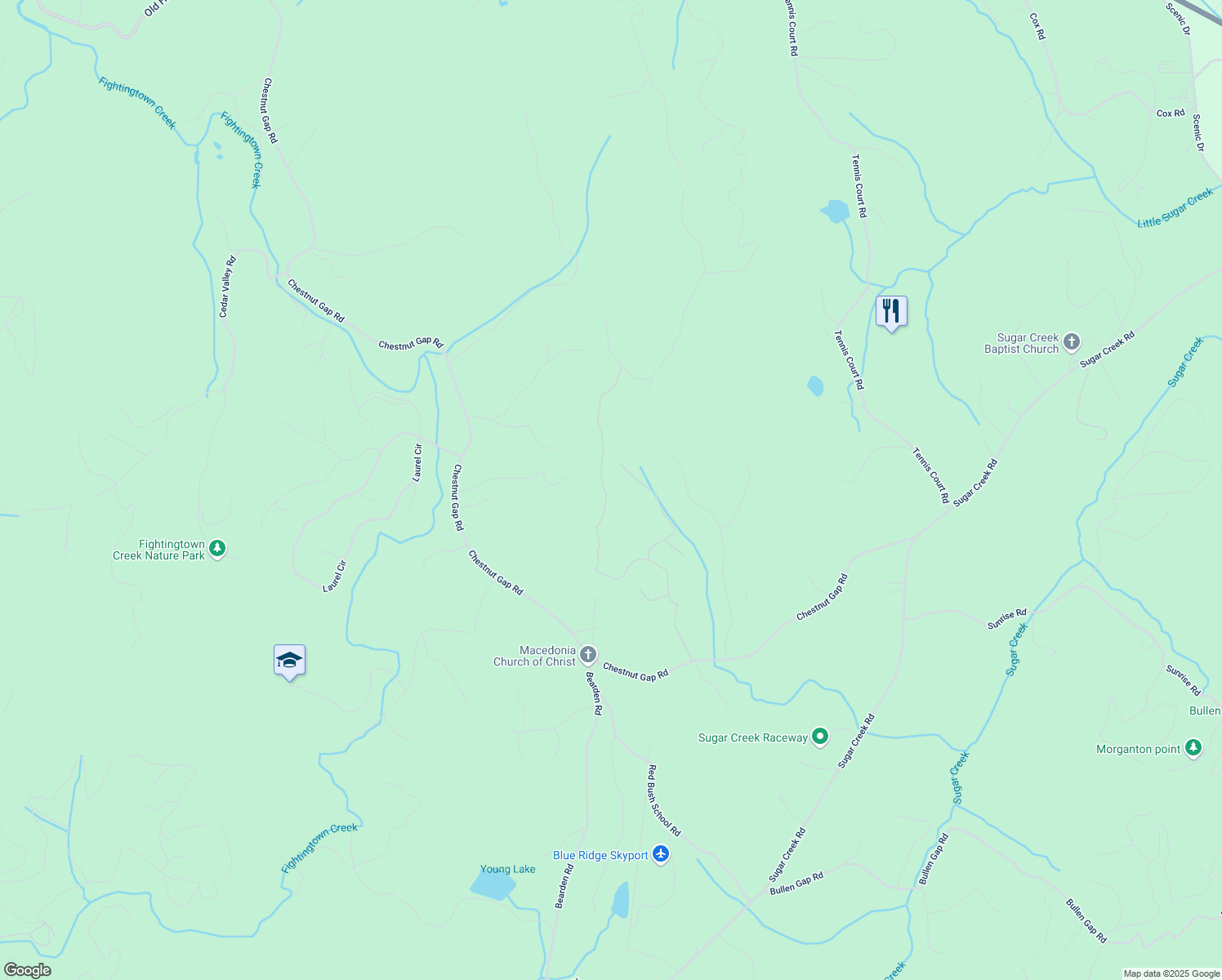 map of restaurants, bars, coffee shops, grocery stores, and more near 620 Price Road in Blue Ridge