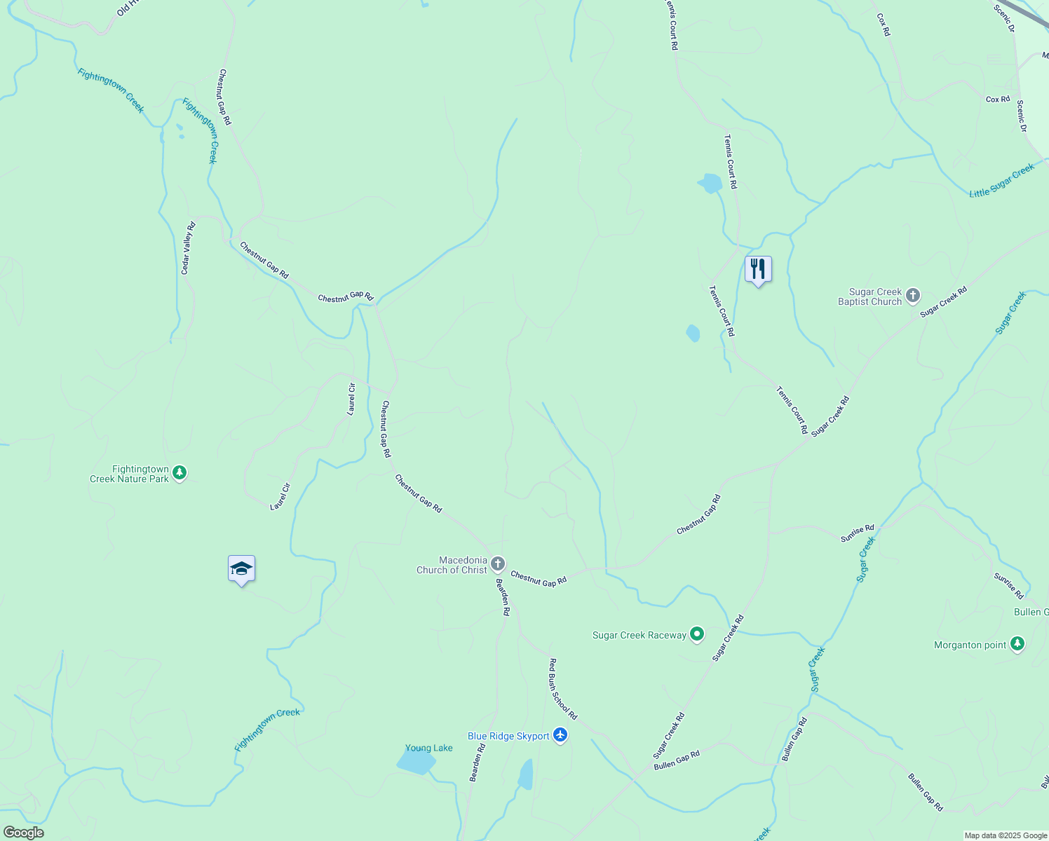 map of restaurants, bars, coffee shops, grocery stores, and more near 620 Price Road in Blue Ridge