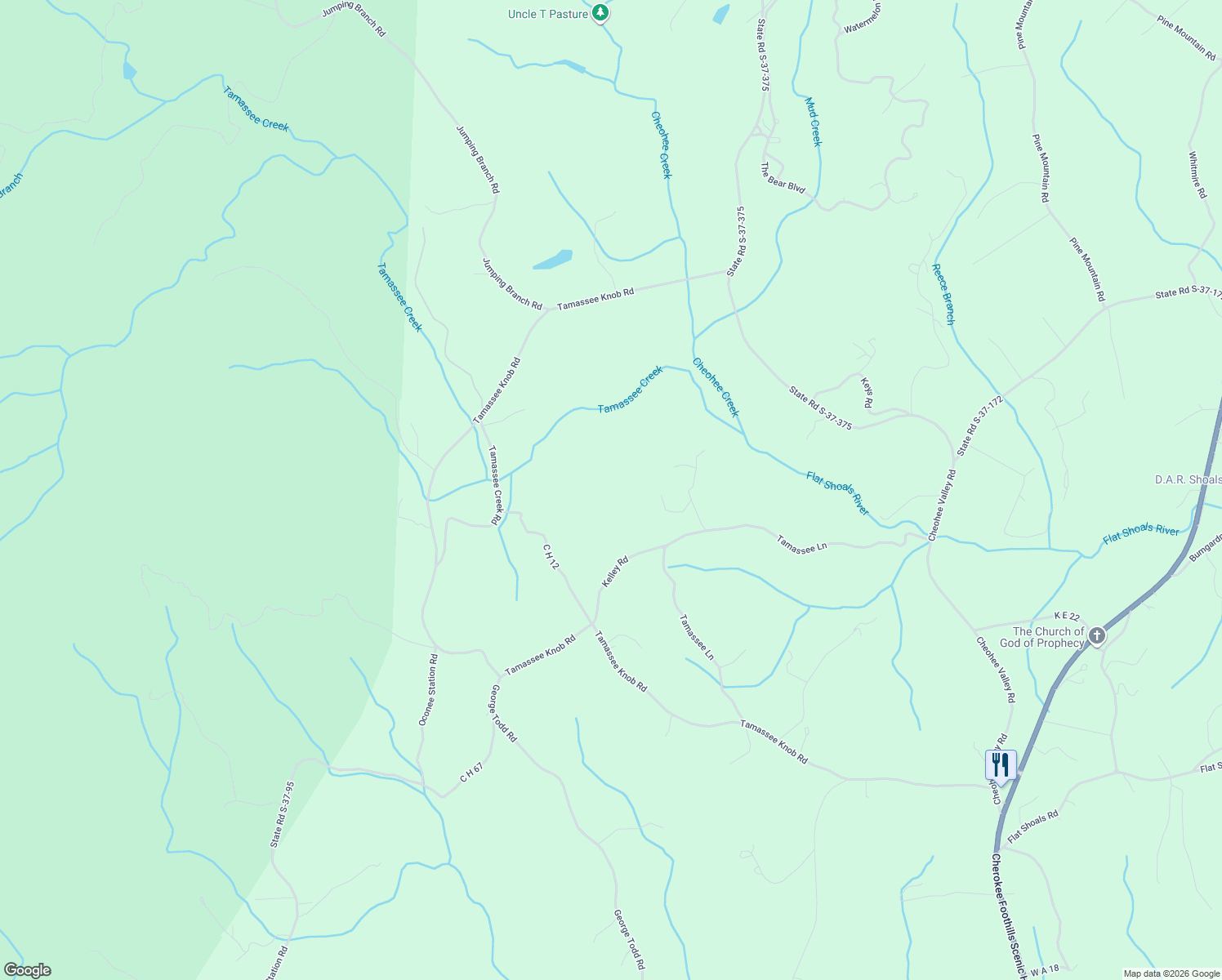 map of restaurants, bars, coffee shops, grocery stores, and more near in Tamassee