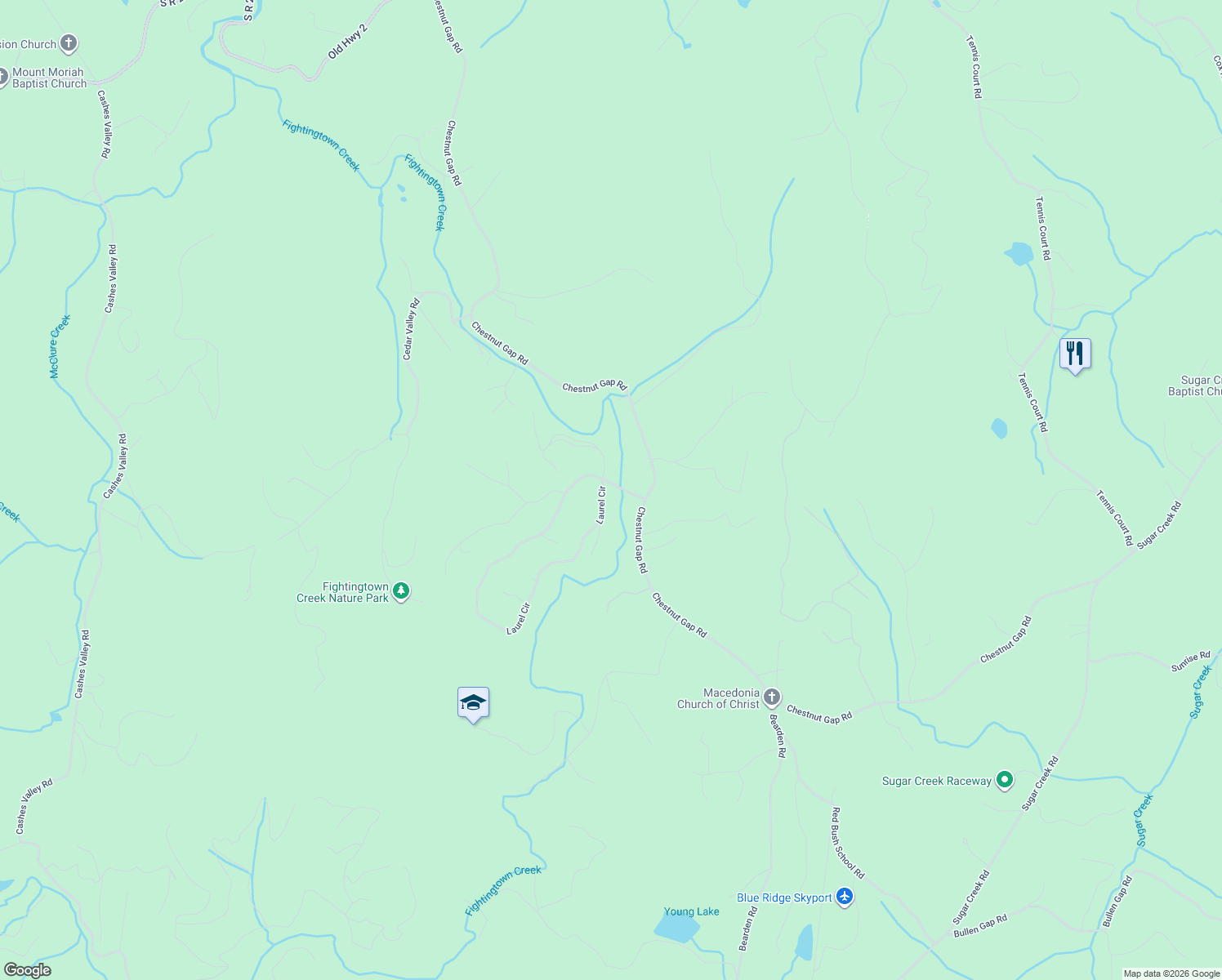 map of restaurants, bars, coffee shops, grocery stores, and more near 171 Laurel Circle in Blue Ridge