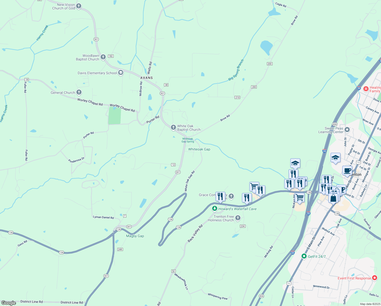 map of restaurants, bars, coffee shops, grocery stores, and more near 70 Pinoak Road in Trenton