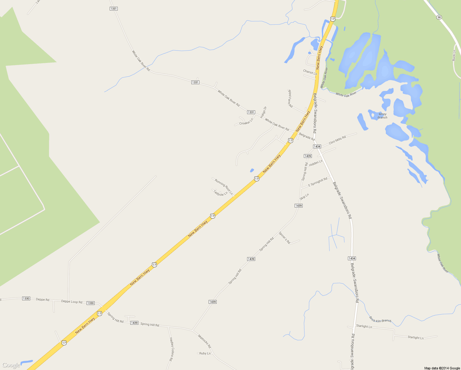 map of restaurants, bars, coffee shops, grocery stores, and more near 7069 New Bern Hwy in Maysville