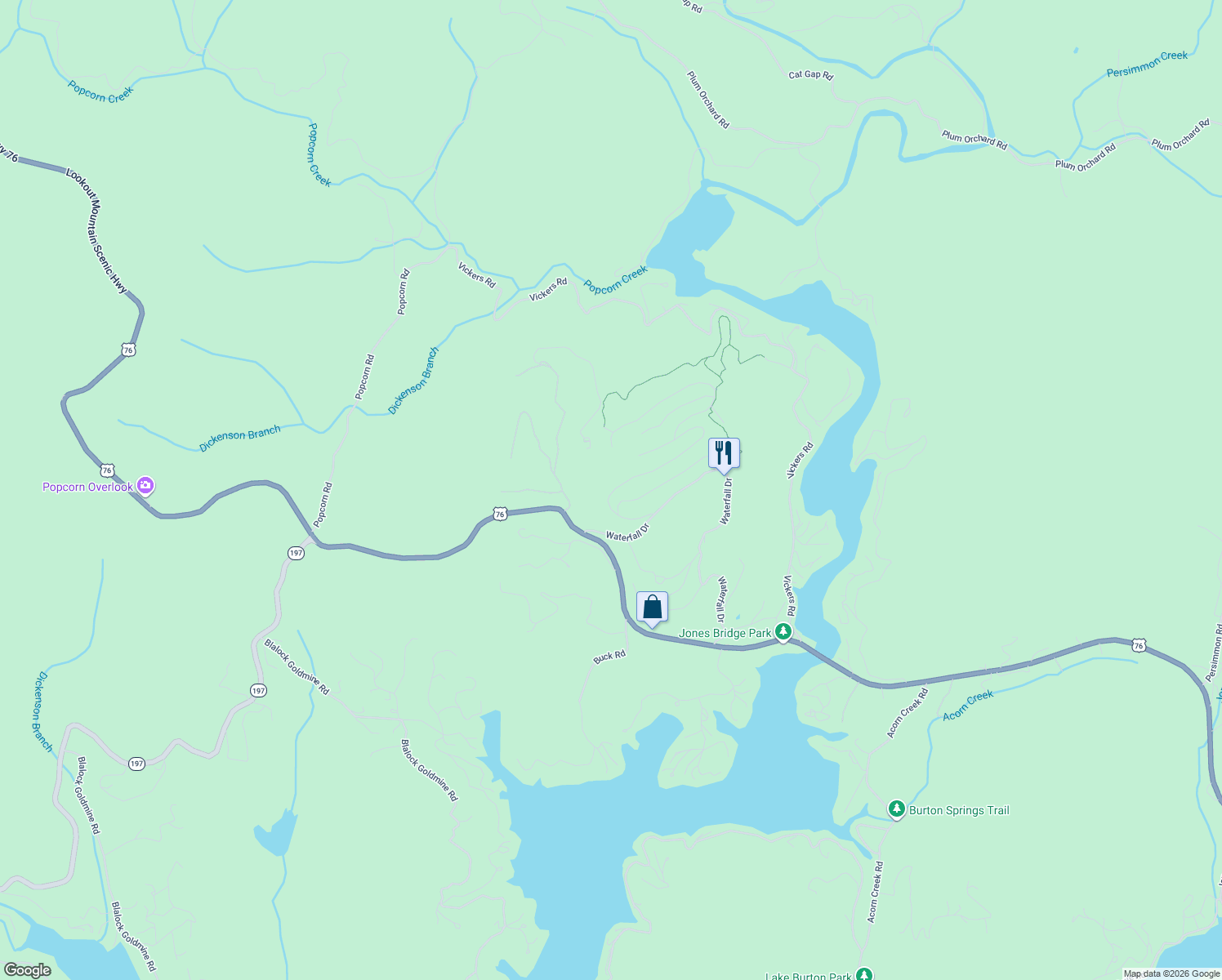 map of restaurants, bars, coffee shops, grocery stores, and more near Winterberry Trail in Clayton